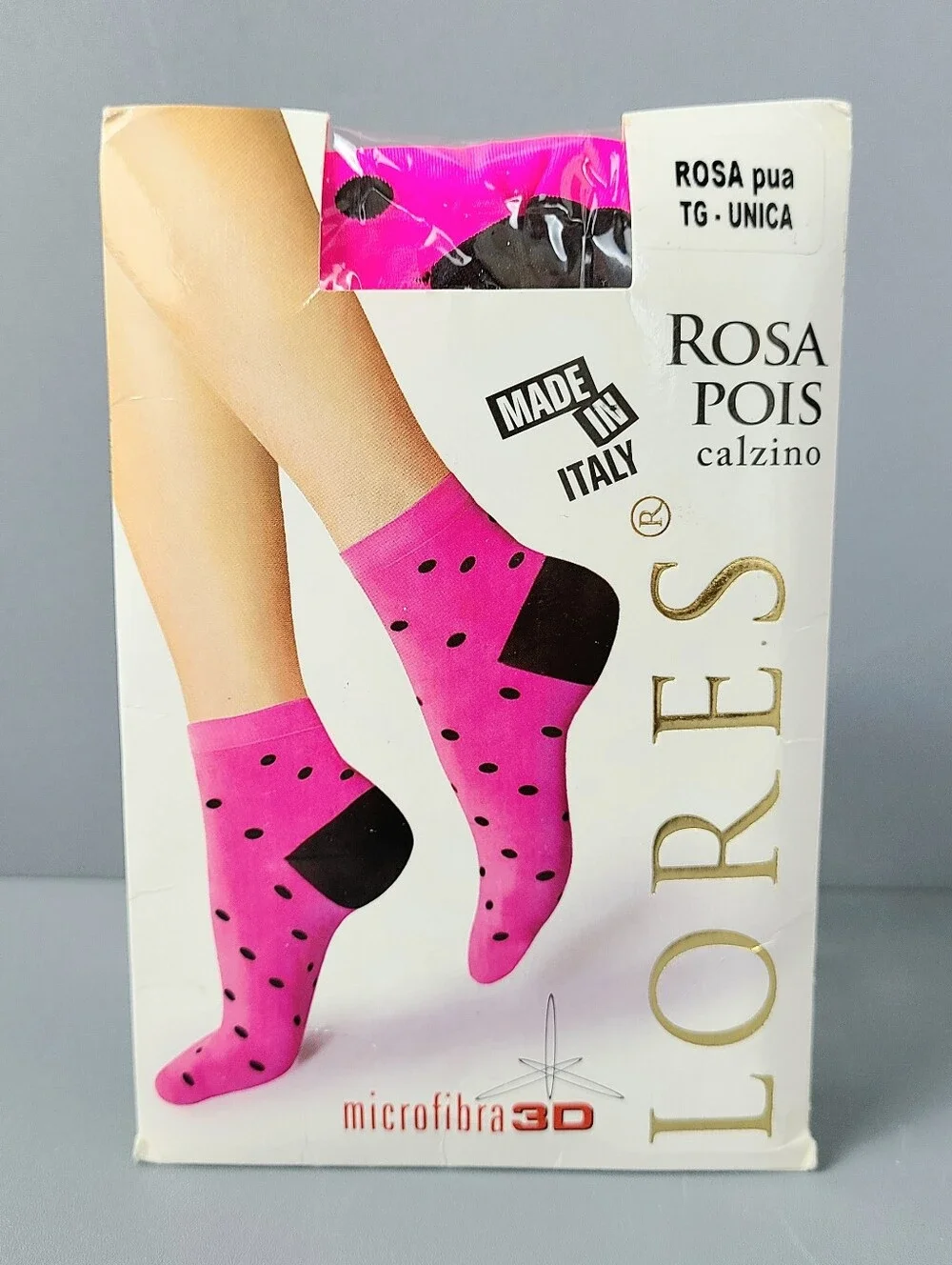 Made in Italy Rosa Pois Lores Polka Dot Microfiber Socks